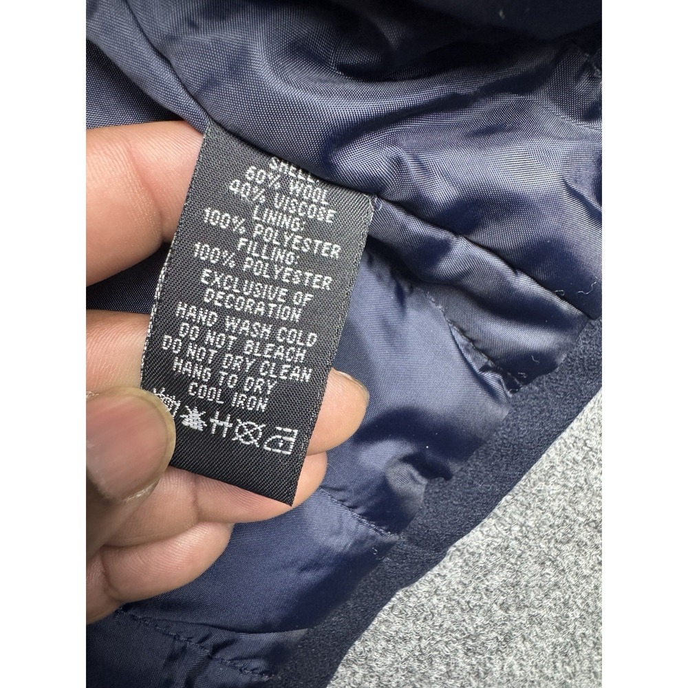 Vintage Phat Farm Double Breasted Pea Coat Wool Blend Full Zip Navy Y2K Vented - Picture 8 of 14